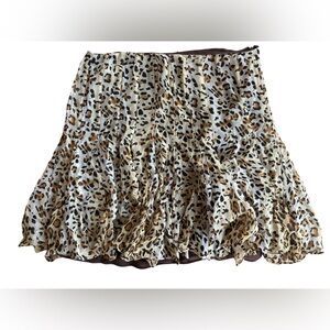 BARAMI Leopard Print Ruffle Mini Skirt - Brown & Cream Size 10